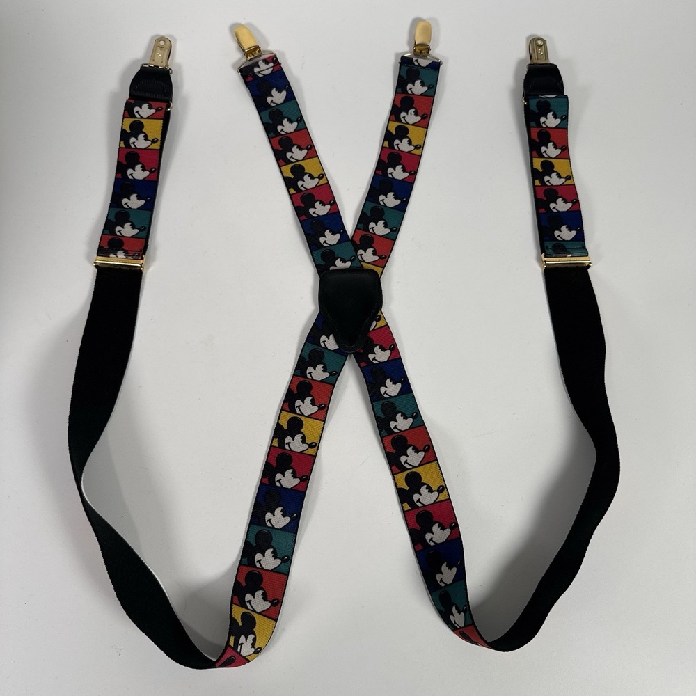 Vintage Disney Mickey & Co Suspenders Adjustable Pelican USA clips mouse‎ color